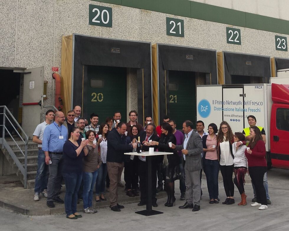 Piacenza. A toast to celebrate the new platform. Tntorello