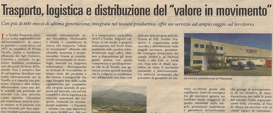 Il Sole 24 Ore talks about Torello Transport and Logistics